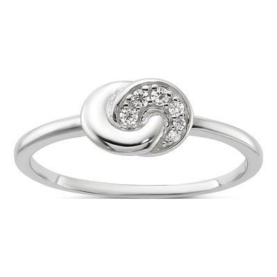 Sterling Silver CZ E-Coated Ring