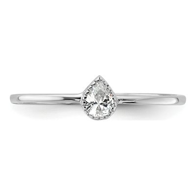 Sterling Silver CZ Pear Promise Ring – view 5