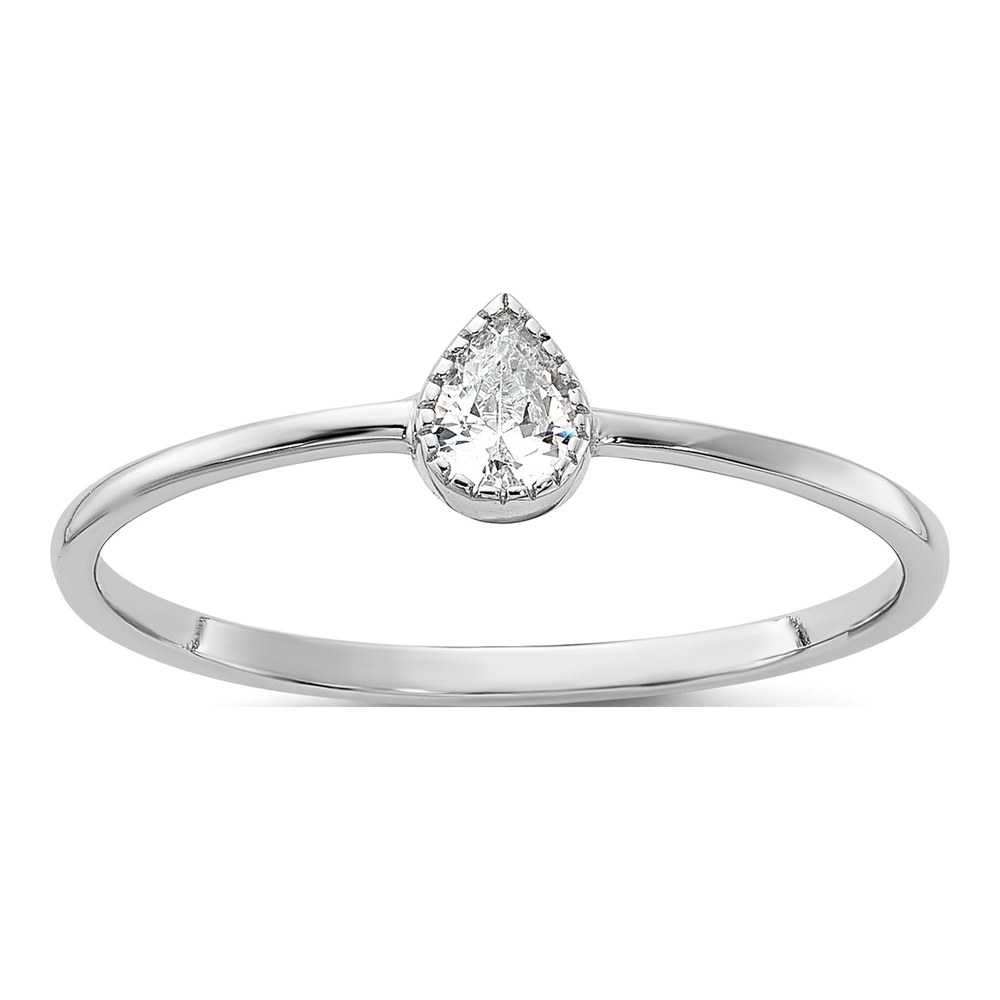 Sterling Silver CZ Pear Promise Ring