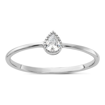 Sterling Silver CZ Pear Promise Ring