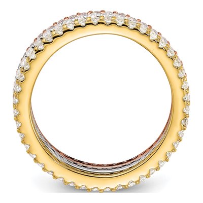 Sterling Silver Tri-Tone CZ Eternity Band Set – view 3