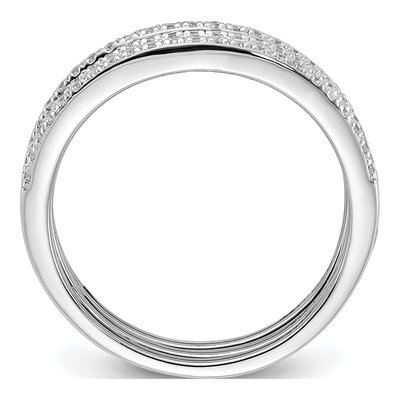 Sterling Silver CZ Curved 3-Band Ring Set – view 3