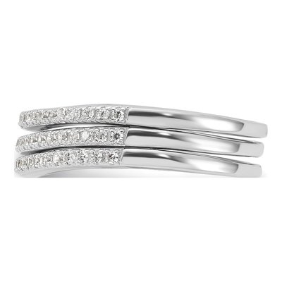 Sterling Silver CZ Curved 3-Band Ring Set – view 4