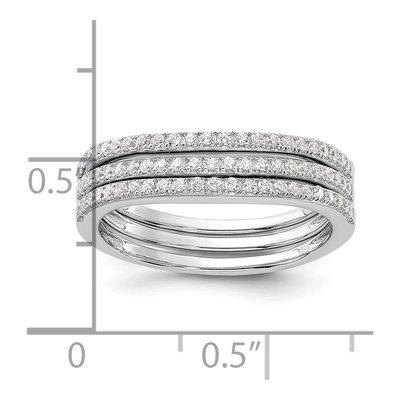 Sterling Silver CZ Curved 3-Band Ring Set – view 6