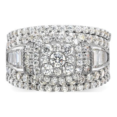 Sterling Silver CZ Engagement Ring 3-Piece Set – view 5