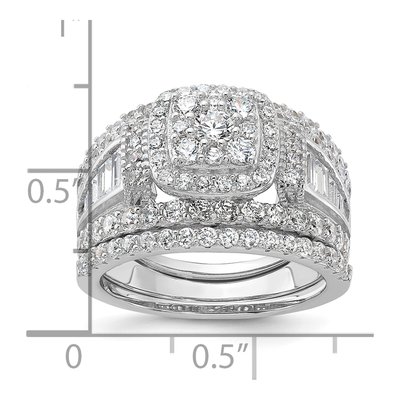 Sterling Silver CZ Engagement Ring 3-Piece Set – view 6