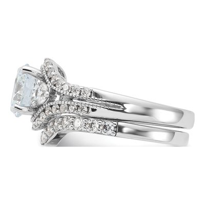 Sterling Silver CZ Engagement Ring & Band Set – view 4