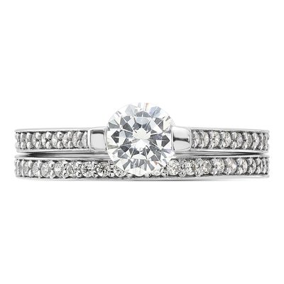 Sterling Silver CZ Eternity Engagement Ring Set – view 6