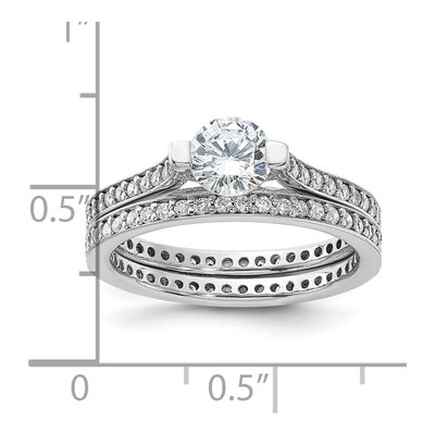 Sterling Silver CZ Eternity Engagement Ring Set – view 7