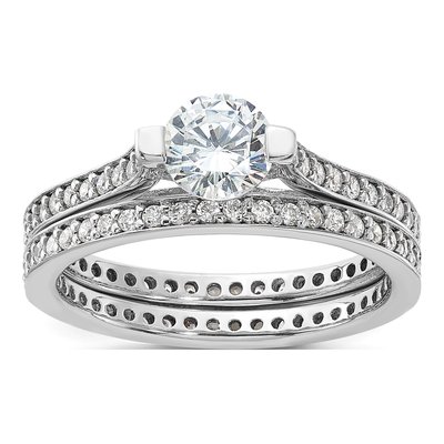 Sterling Silver CZ Eternity Engagement Ring Set