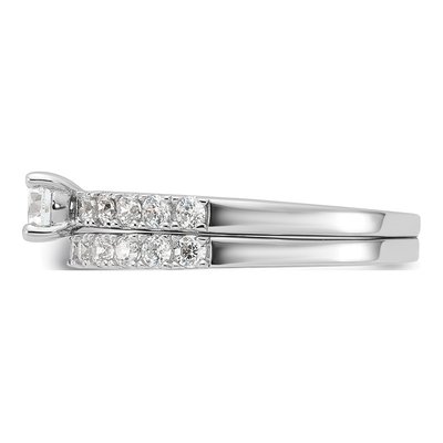 Sterling Silver CZ Ring & Band Set – view 4