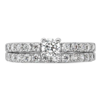 Sterling Silver CZ Ring & Band Set – view 5