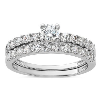 Sterling Silver CZ Ring & Band Set