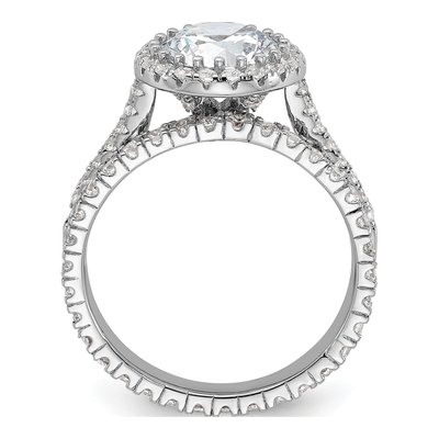 Sterling Silver CZ Halo Engagement Ring Set – view 3