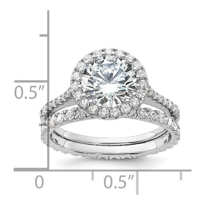 Sterling Silver CZ Halo Engagement Ring Set – view 6