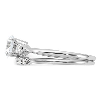 Sterling Silver CZ Engagement Ring & Band Set – view 4