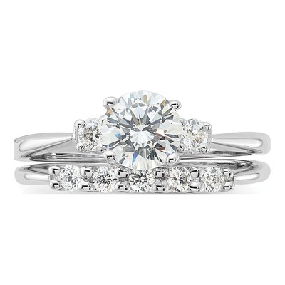 Sterling Silver CZ Engagement Ring & Band Set – view 5