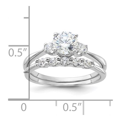 Sterling Silver CZ Engagement Ring & Band Set – view 6