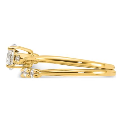 Sterling Silver Gold-Plated CZ Engagement Ring Set – view 4