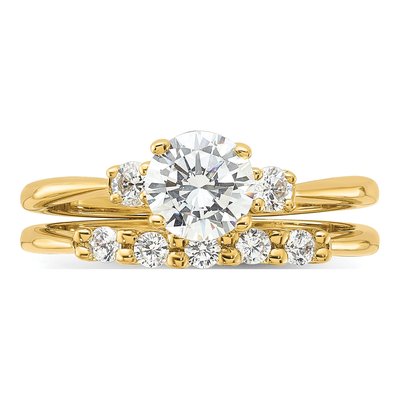 Sterling Silver Gold-Plated CZ Engagement Ring Set – view 5