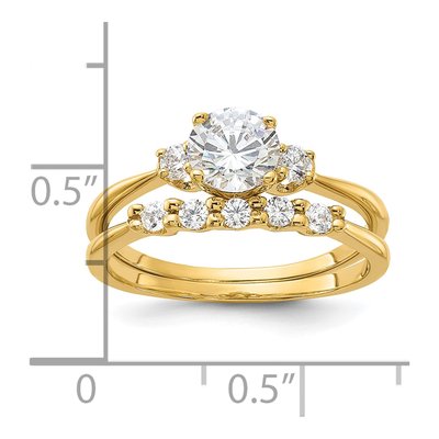 Sterling Silver Gold-Plated CZ Engagement Ring Set – view 6