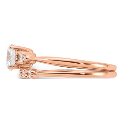 Sterling Silver Rose Gold-Plated CZ Bridal Ring Set – view 4