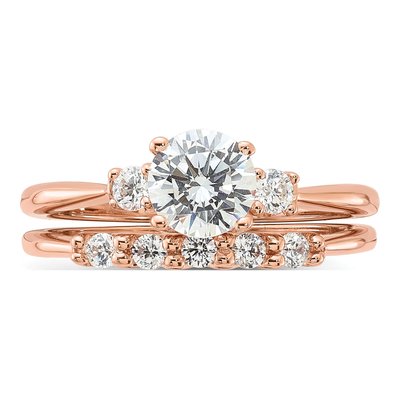 Sterling Silver Rose Gold-Plated CZ Bridal Ring Set – view 5