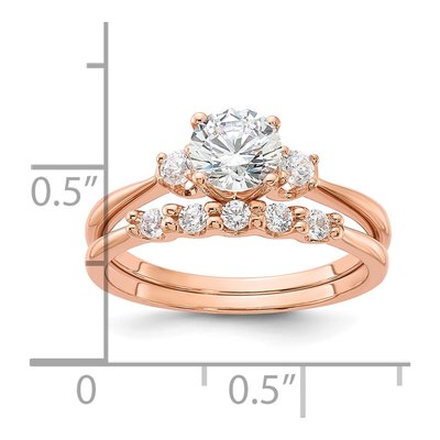 Sterling Silver Rose Gold-Plated CZ Bridal Ring Set – view 6
