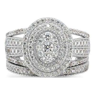 Sterling Silver CZ Ring & Band Set – view 5