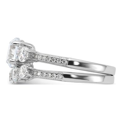 Sterling Silver CZ Engagement Ring & Band Set – view 4