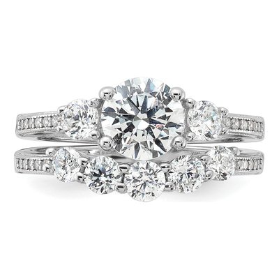 Sterling Silver CZ Engagement Ring & Band Set – view 5