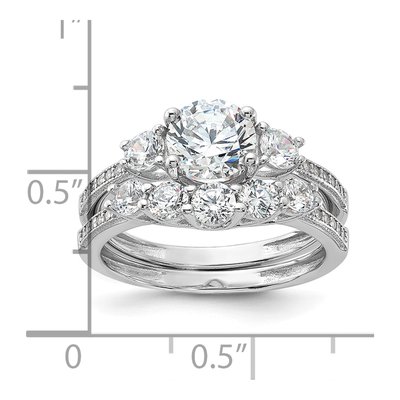 Sterling Silver CZ Engagement Ring & Band Set – view 6
