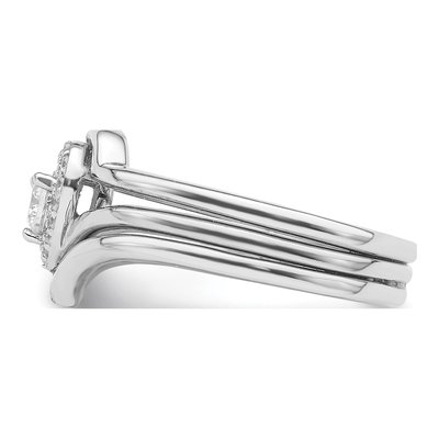 Sterling Silver CZ Heart & Band Three-Ring Set – view 4