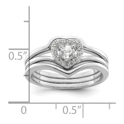Sterling Silver CZ Heart & Band Three-Ring Set – view 6