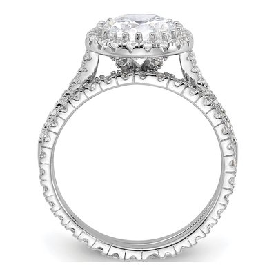 Sterling Silver CZ Halo Engagement & Eternity Ring Set – view 3