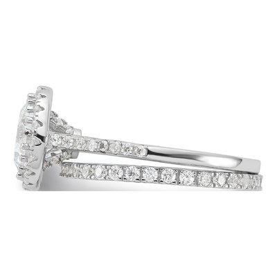 Sterling Silver CZ Halo Engagement & Eternity Ring Set – view 4