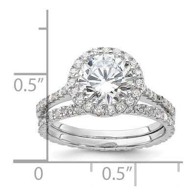 Sterling Silver CZ Halo Engagement & Eternity Ring Set – view 6