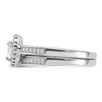 Sterling Silver CZ Heart & Band Ring Set – view 4