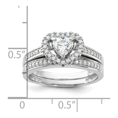 Sterling Silver CZ Heart & Band Ring Set – view 6