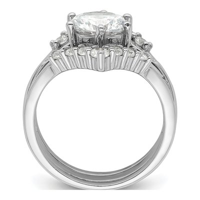 Sterling Silver CZ Three-Ring Set – view 3