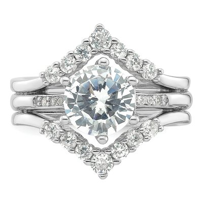 Sterling Silver CZ Three-Ring Set – view 5