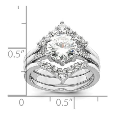 Sterling Silver CZ Three-Ring Set – view 6