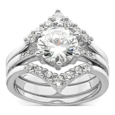 Sterling Silver CZ Three-Ring Set
