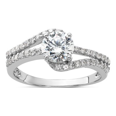 Sterling Silver CZ Double Row Ring