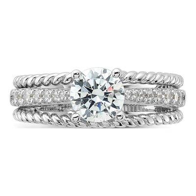 Sterling Silver CZ Fancy Engagement Ring – view 5