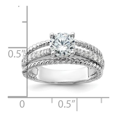 Sterling Silver CZ Fancy Engagement Ring – view 6