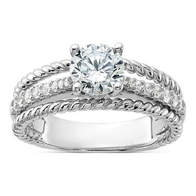 Sterling Silver CZ Fancy Engagement Ring