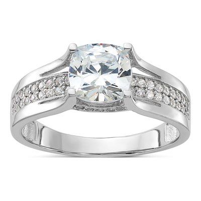 Sterling Silver CZ Engagement-Style Engagement Ring