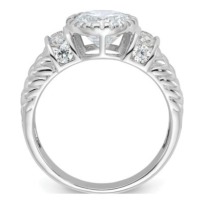 Sterling Silver CZ Rope Design Engagement Ring – view 3