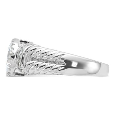 Sterling Silver CZ Rope Design Engagement Ring – view 4
